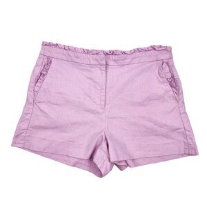J.Crew Lilac Cotton Ruffle-Trim Shorts Size 10